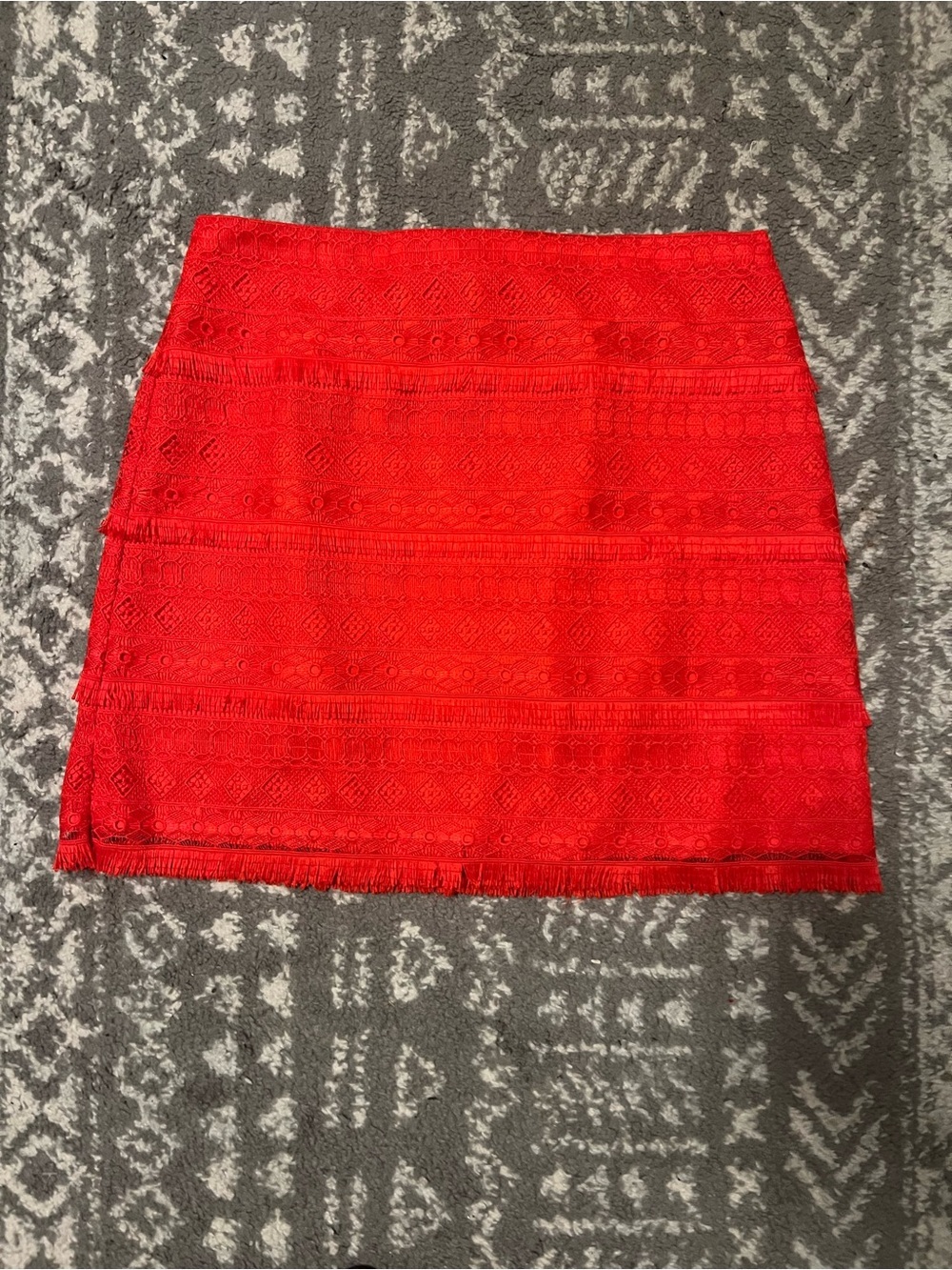 J. Crew Factory Red Lace Mini Skirt fully lined size 8(Zz118)